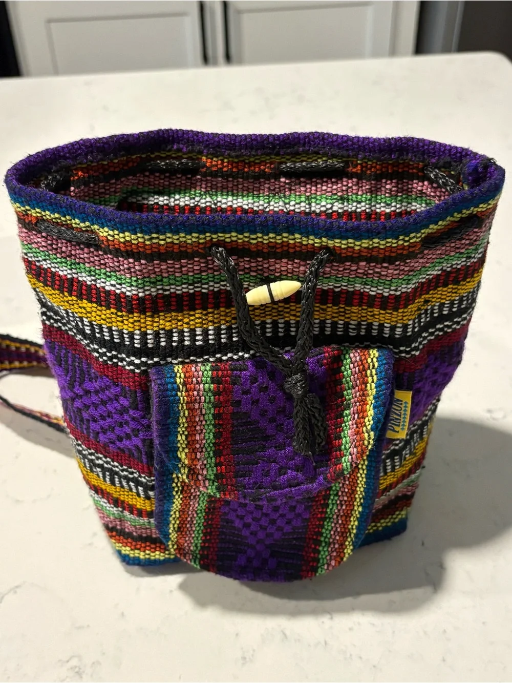 PINZON Mexican Purple Backpack with Multicolor Stripes